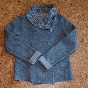 Chiaramente Women's Grey Wool Blend Shawl Neck Sweater Size L